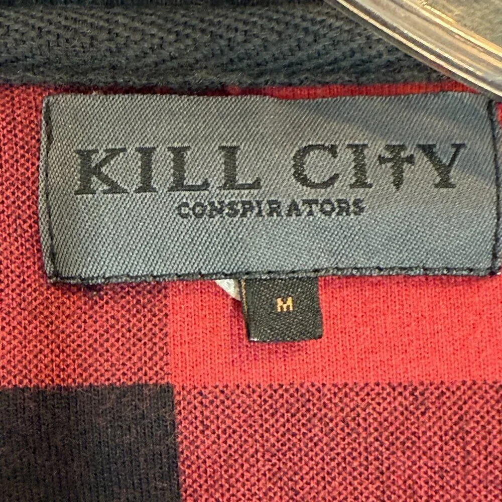 Kill City Red Black Plaid Flannel Jacket Punk Grunge Streetwear Medium